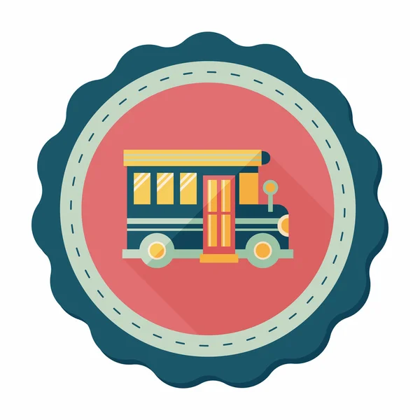 Icona piatto scuolabus con lunga ombra, eps10 — Vettoriale Stock