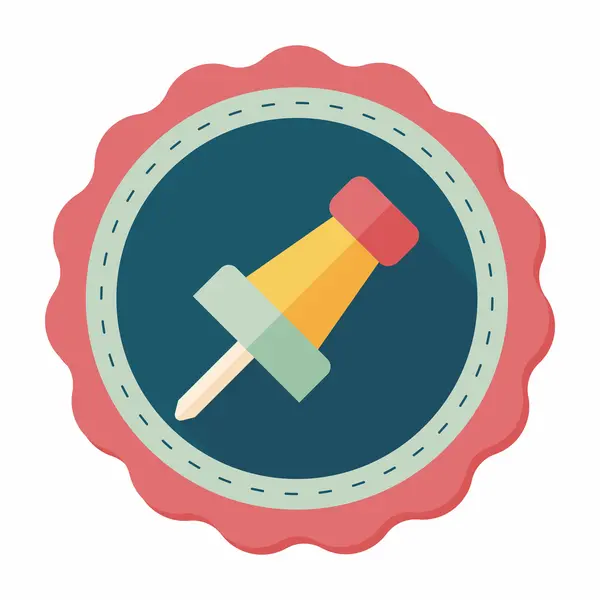 Push pin flat icon with long shadow, eps10 — стоковый вектор