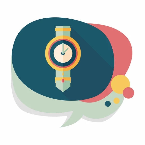 Reloj icono plano con sombra larga, eps10 — Vector de stock