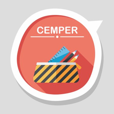 긴 그림자, eps10와 함께 연필 상자 플랫 아이콘