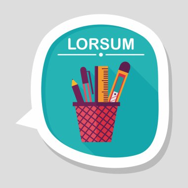 kalem tutucu düz simgesi ile uzun gölge, eps10