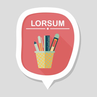 kalem tutucu düz simgesi ile uzun gölge, eps10