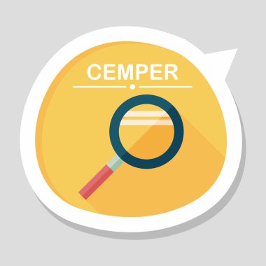 düz büyüteç simgesini uzun gölge ile