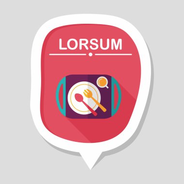 uzun gölge düz simgesiyle dishware ve çatal bıçak takımı