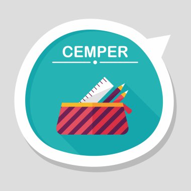 긴 그림자, eps10와 함께 연필 상자 플랫 아이콘