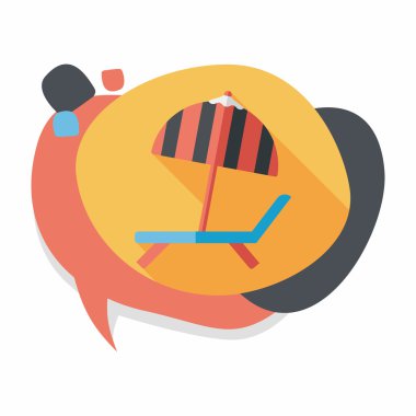 uzun gölge ile tembel plaj şezlong koltuğu düz simgesi