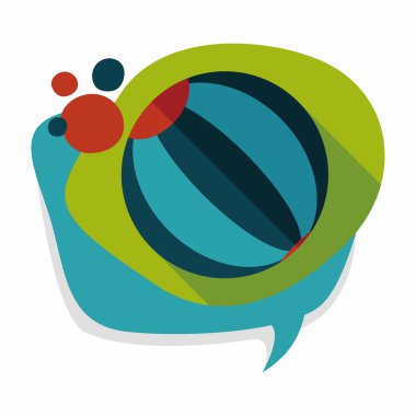 긴 그림자와 비치 볼 플랫 아이콘