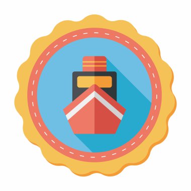 tekne ile uzun gölge düz simgesi