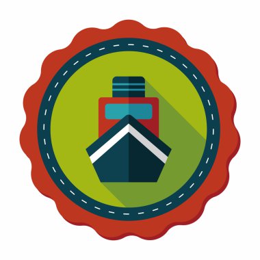 tekne ile uzun gölge düz simgesi