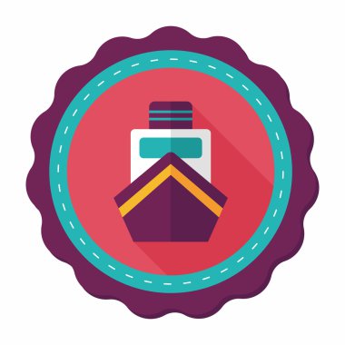 tekne ile uzun gölge düz simgesi