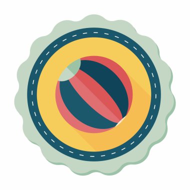 긴 그림자와 비치 볼 플랫 아이콘