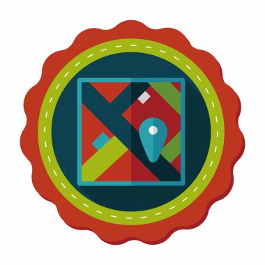 uzun gölge ile harita yer düz simgesi