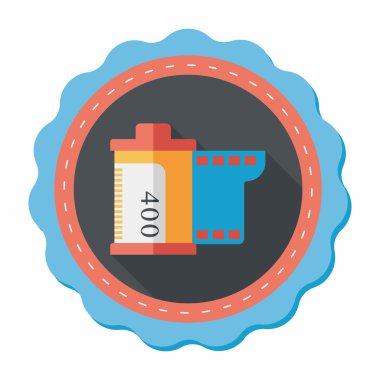 kamera film, uzun gölge ile düz simgesi