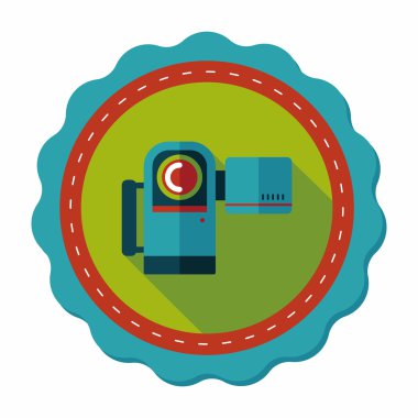 uzun gölge ile video kamera düz simgesi