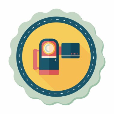 uzun gölge ile video kamera düz simgesi