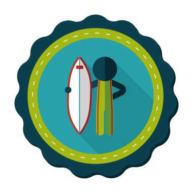 uzun gölge ile sörf düz simgesi