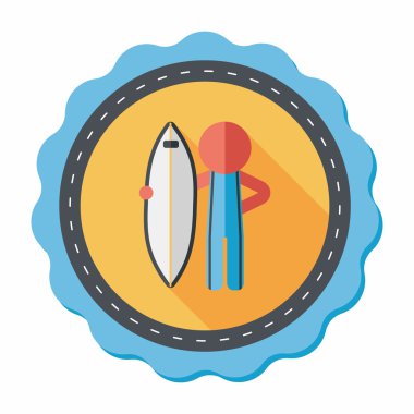 uzun gölge ile sörf düz simgesi