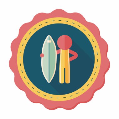 uzun gölge ile sörf düz simgesi