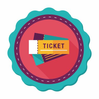 uzun gölge ile bilet düz simgesi