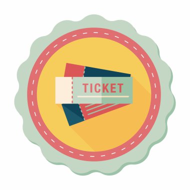 uzun gölge ile bilet düz simgesi