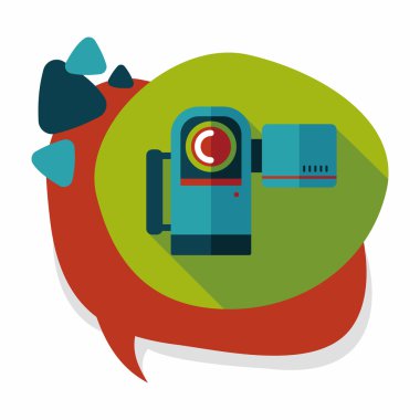 uzun gölge ile video kamera düz simgesi