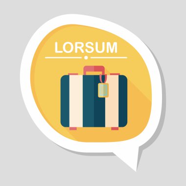 Vintage seyahat bavul, uzun gölge ile düz simgesi