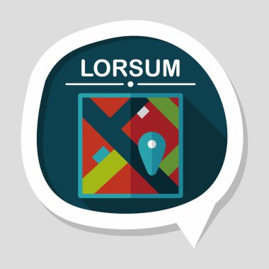 uzun gölge ile harita yer düz simgesi