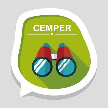 uzun gölge ile dürbün düz simgesi