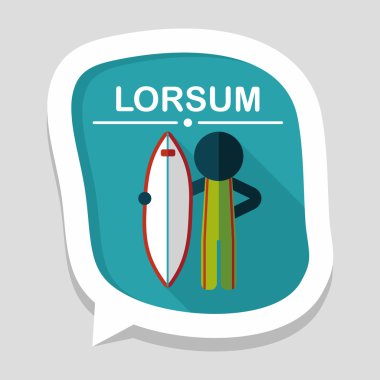 uzun gölge ile sörf düz simgesi