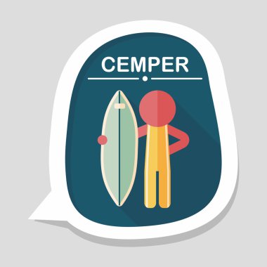 uzun gölge ile sörf düz simgesi