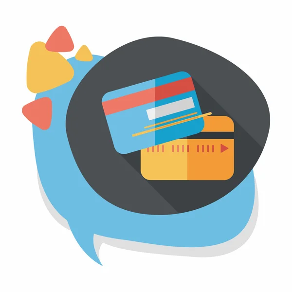 Carte de crédit icône plate avec ombre longue — Image vectorielle