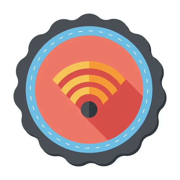 Draadloze wifi platte pictogram met lange schaduw — Stockvector