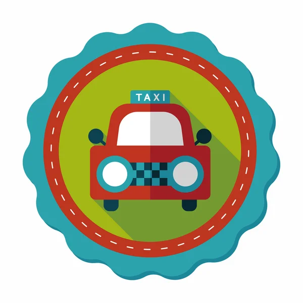 Taxi platte pictogram met lange schaduw — Stockvector