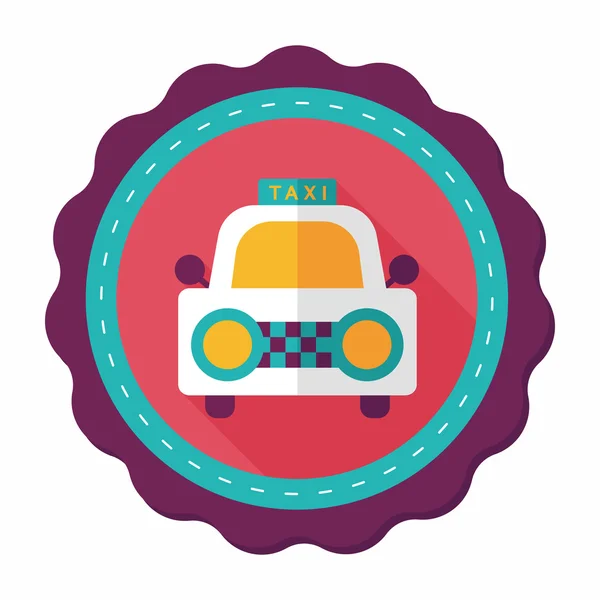 Taxi platte pictogram met lange schaduw — Stockvector