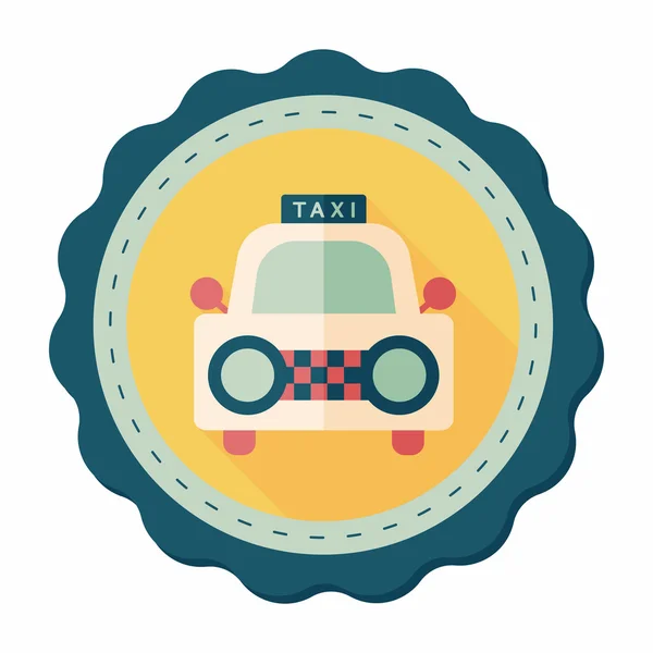 Taxi platte pictogram met lange schaduw — Stockvector