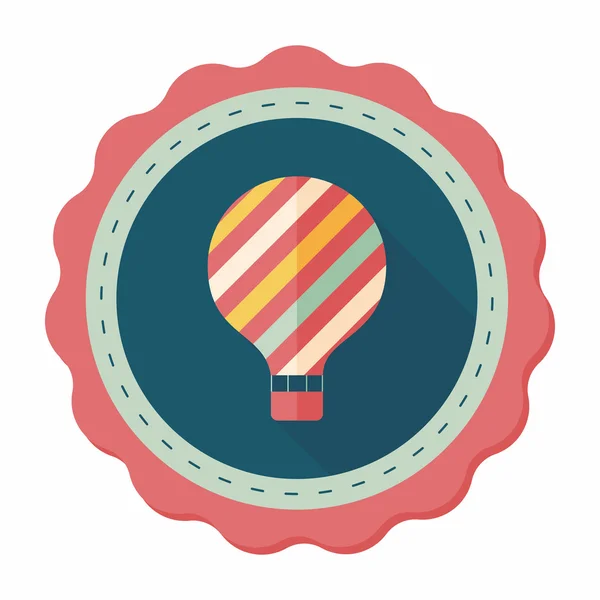 Hete lucht ballon platte pictogram met lange schaduw — Stockvector