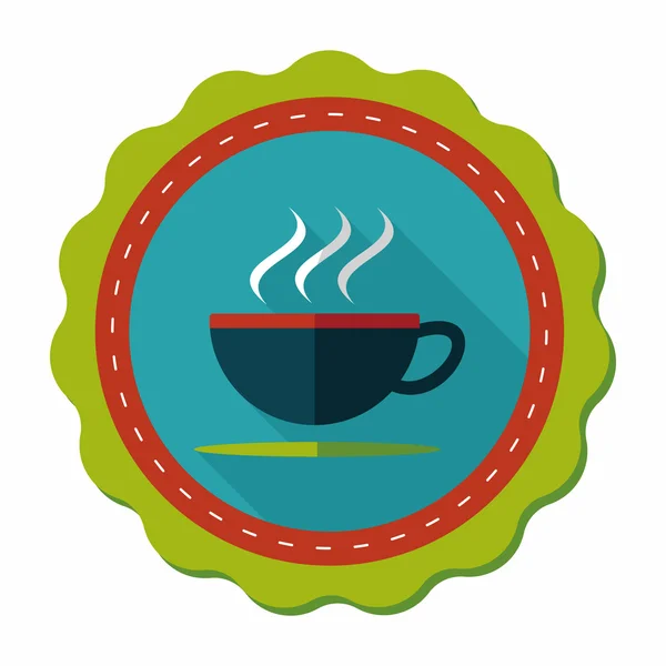 Café icono plano con sombra larga — Vector de stock