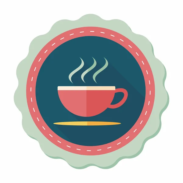 Café icono plano con sombra larga — Vector de stock