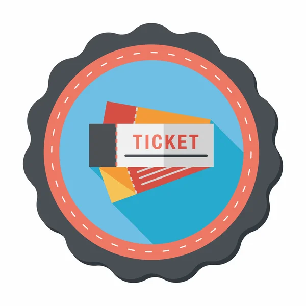 Ticket icono plano con sombra larga — Vector de stock