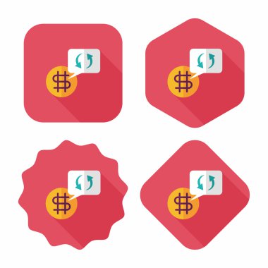 Döviz Alım Satım düz simgesi ile uzun gölge, eps10