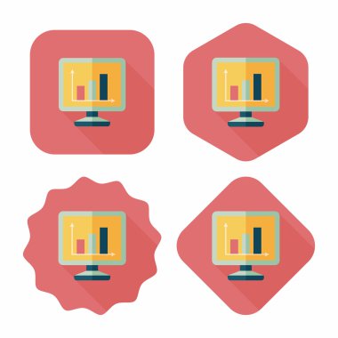 iş grafik düz simgesini uzun gölge, eps10 ile