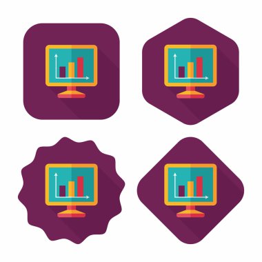 iş grafik düz simgesini uzun gölge, eps10 ile