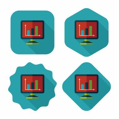 iş grafik düz simgesini uzun gölge, eps10 ile