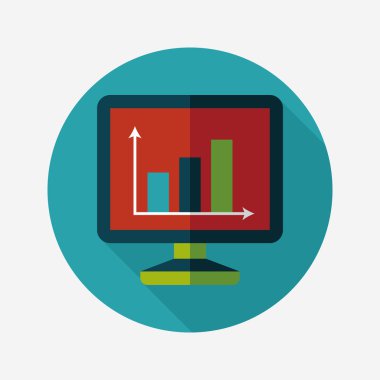 iş grafik düz simgesini uzun gölge, eps10 ile