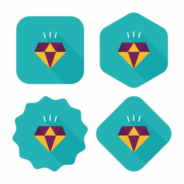 Icono plano de diamante con sombra larga, eps10 — Vector de stock