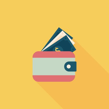 m-cüzdan ile uzun gölge, eps10 düz simgesi