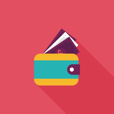 m-cüzdan ile uzun gölge, eps10 düz simgesi