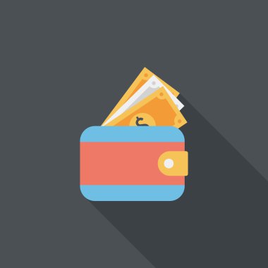 m-cüzdan ile uzun gölge, eps10 düz simgesi