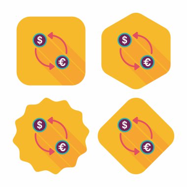 Döviz Alım Satım düz simgesi ile uzun gölge, eps10