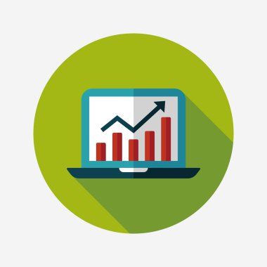 iş grafik düz simgesini uzun gölge, eps10 ile